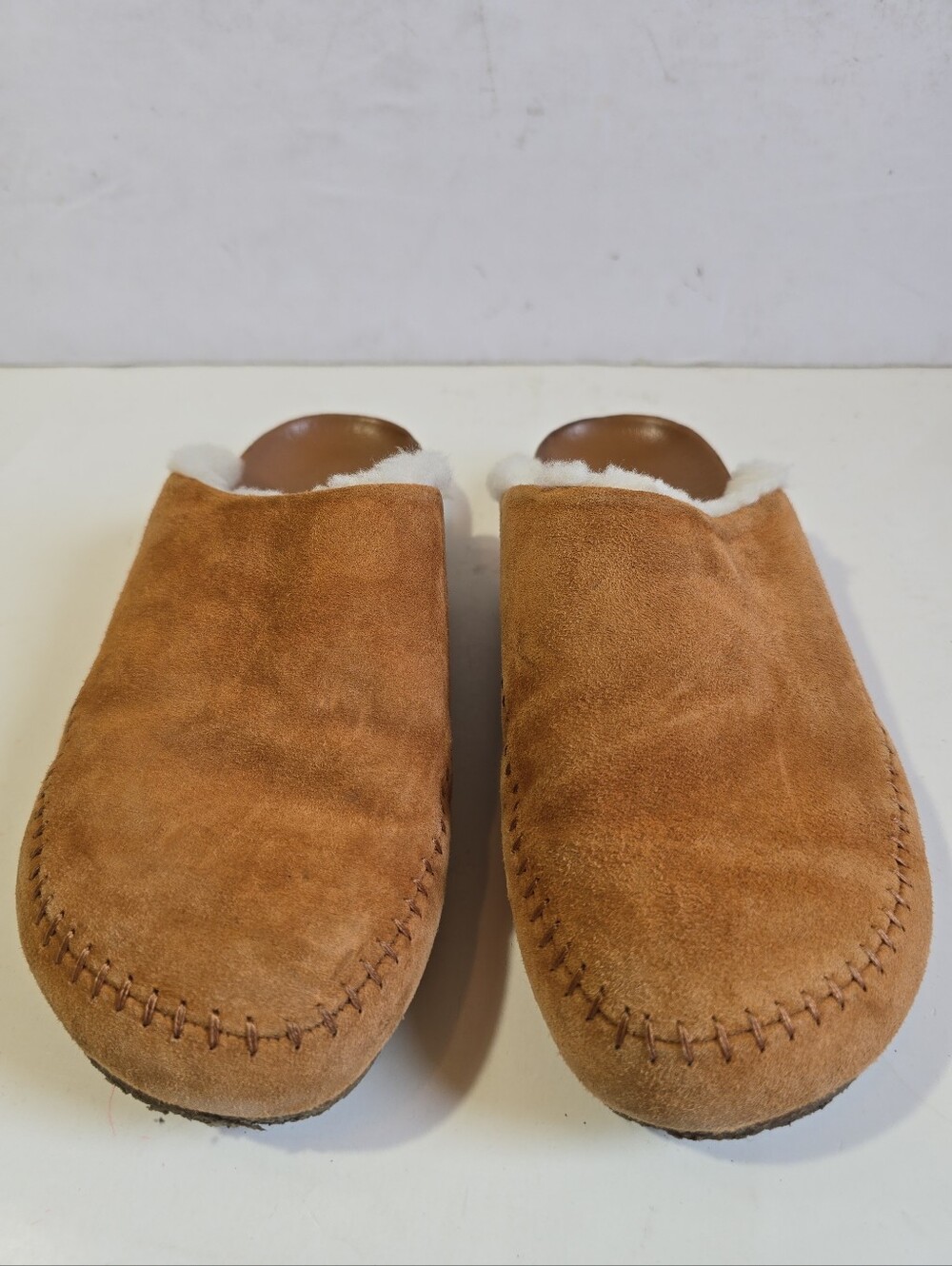 Jenni Kayne Suede Shearling-Lined Chestnut Brown Slip-On Clog Size 40